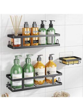 Shower Caddy Adhesive Bathroom Organizer Shelf No Drill Rustproof Storage Rack